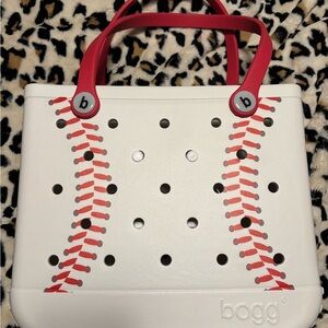 White and Red Baseball Bogg Bag